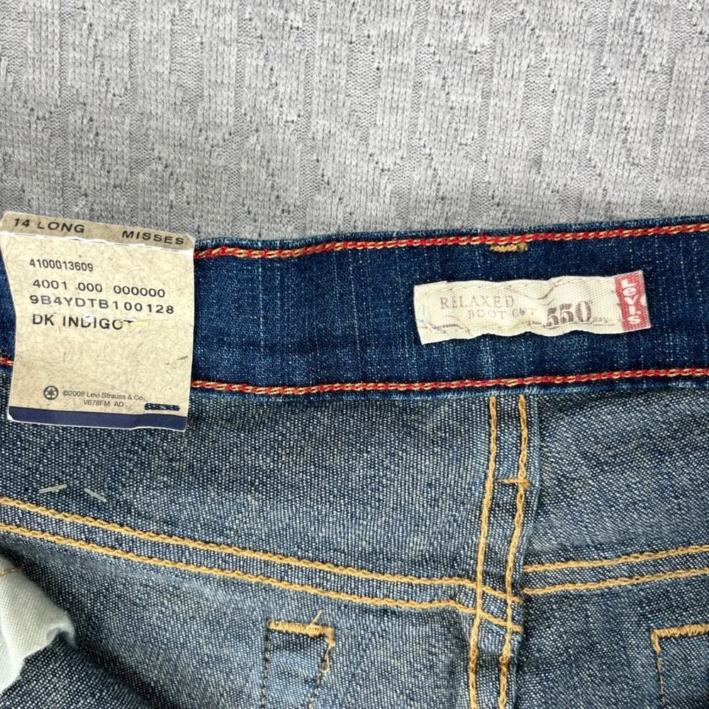 New Vintage Deadstock Levi 550 Relaxed Bootcut Jeans Women 14 Long Dark Wash‎